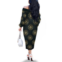 Personalized Powerful Woman in Patterns African Family Matching Off The Shoulder Long Sleeve Dress and Hawaiian Shirt