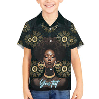 Personalized Powerful Woman in Patterns African Family Matching Short Sleeve Bodycon Dress and Hawaiian Shirt