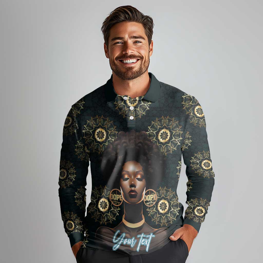 Personalized Powerful Woman in Patterns African Long Sleeve Polo Shirt