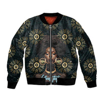Personalized Powerful Woman in Patterns African Sleeve Zip Bomber Jacket