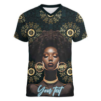 Personalized Powerful Woman in Patterns African Women V-Neck T-Shirt