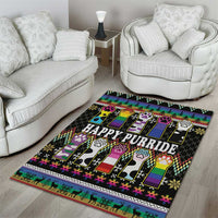 Pride Cat LGBT Area Rug Happy Purride Christmas - Cute Pet Rainbow Flag - Wonder Print Shop
