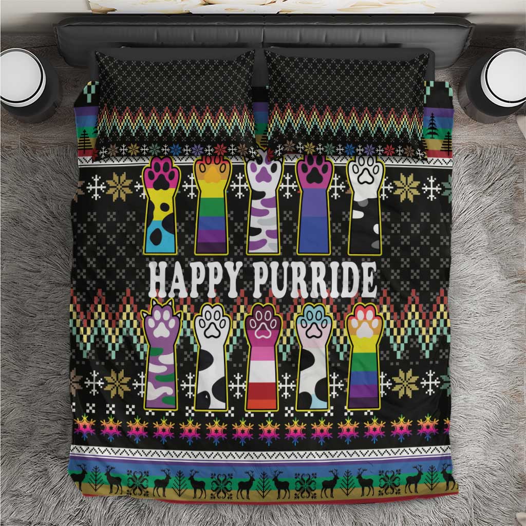 Pride Cat LGBT Bedding Set Happy Purride Christmas - Cute Pet Rainbow Flag - Wonder Print Shop