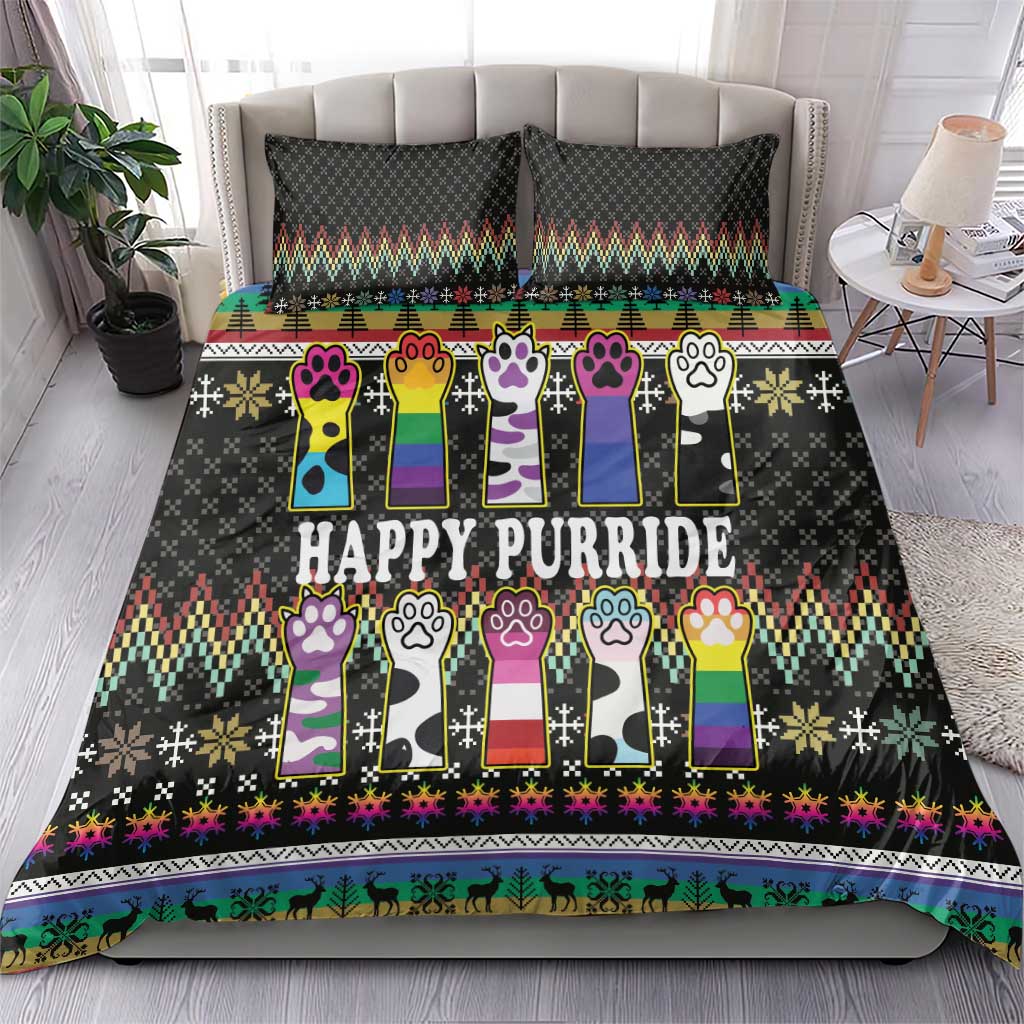 Pride Cat LGBT Bedding Set Happy Purride Christmas - Cute Pet Rainbow Flag - Wonder Print Shop