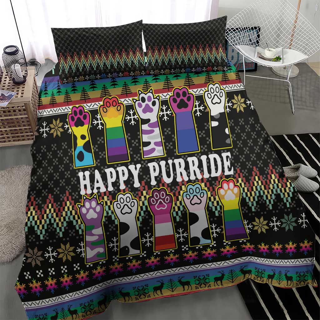 Pride Cat LGBT Bedding Set Happy Purride Christmas - Cute Pet Rainbow Flag - Wonder Print Shop