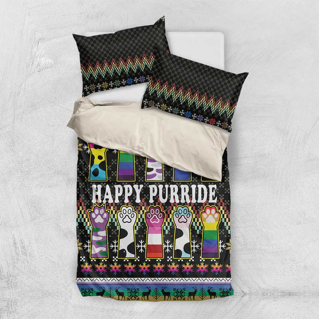 Pride Cat LGBT Bedding Set Happy Purride Christmas - Cute Pet Rainbow Flag - Wonder Print Shop
