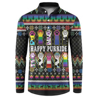 Pride Cat LGBT Button Sweatshirt Happy Purride Christmas - Cute Pet Rainbow Flag - Wonder Print Shop