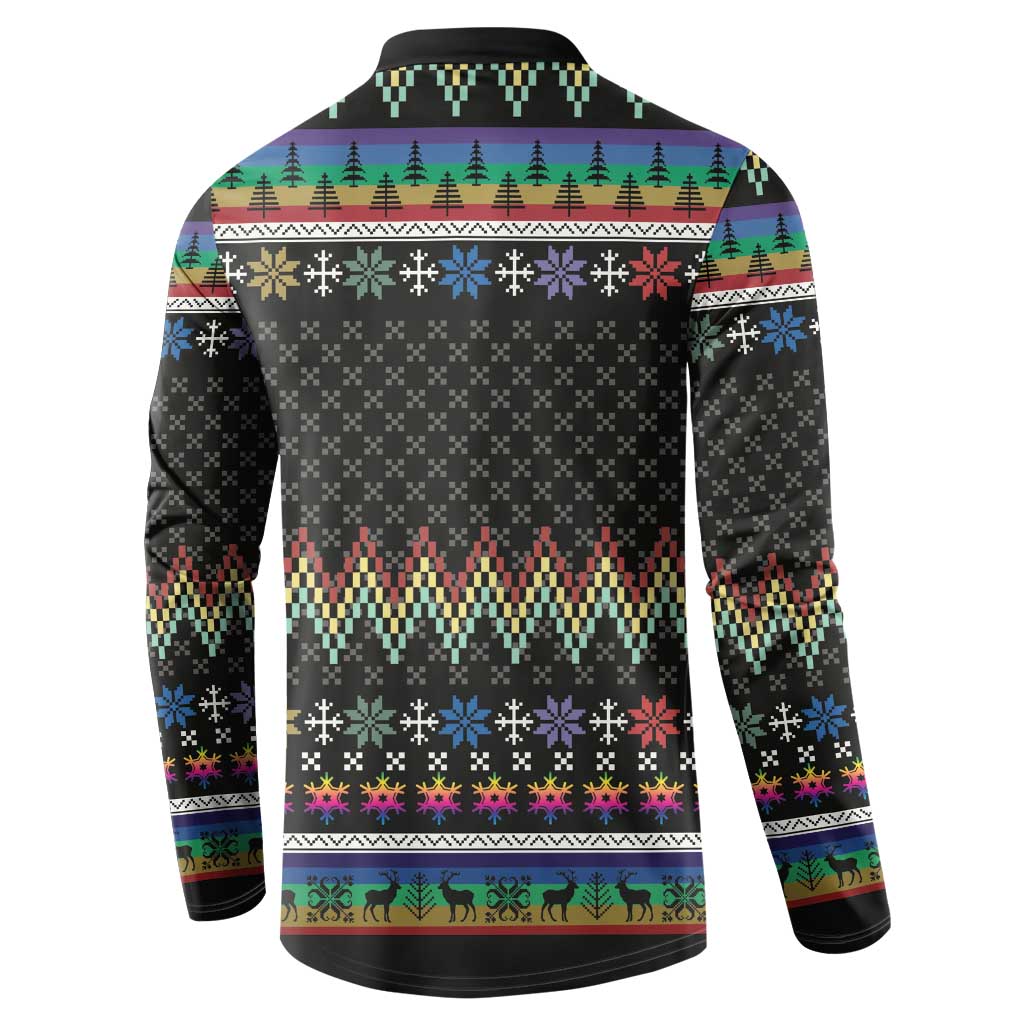 Pride Cat LGBT Button Sweatshirt Happy Purride Christmas - Cute Pet Rainbow Flag - Wonder Print Shop