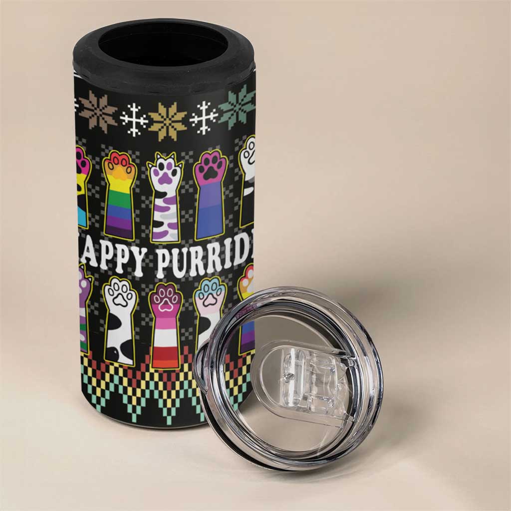 Pride Cat LGBT 4 in 1 Can Cooler Tumbler Happy Purride Christmas - Cute Pet Rainbow Flag - Wonder Print Shop