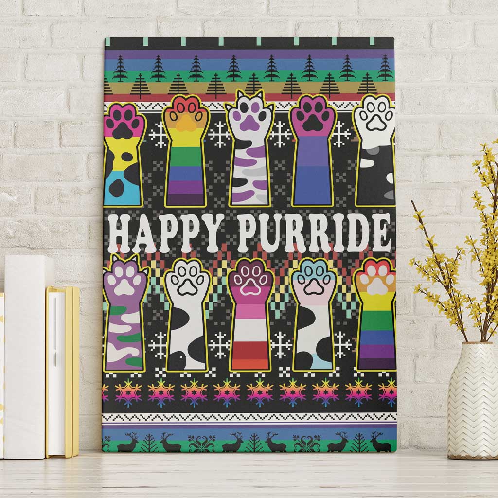 Pride Cat LGBT Canvas Wall Art Happy Purride Christmas - Cute Pet Rainbow Flag - Wonder Print Shop