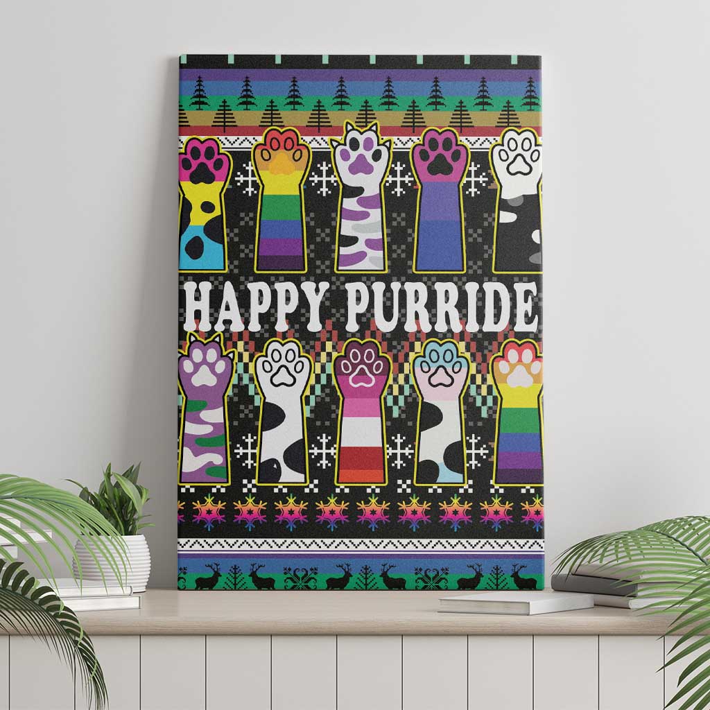 Pride Cat LGBT Canvas Wall Art Happy Purride Christmas - Cute Pet Rainbow Flag - Wonder Print Shop