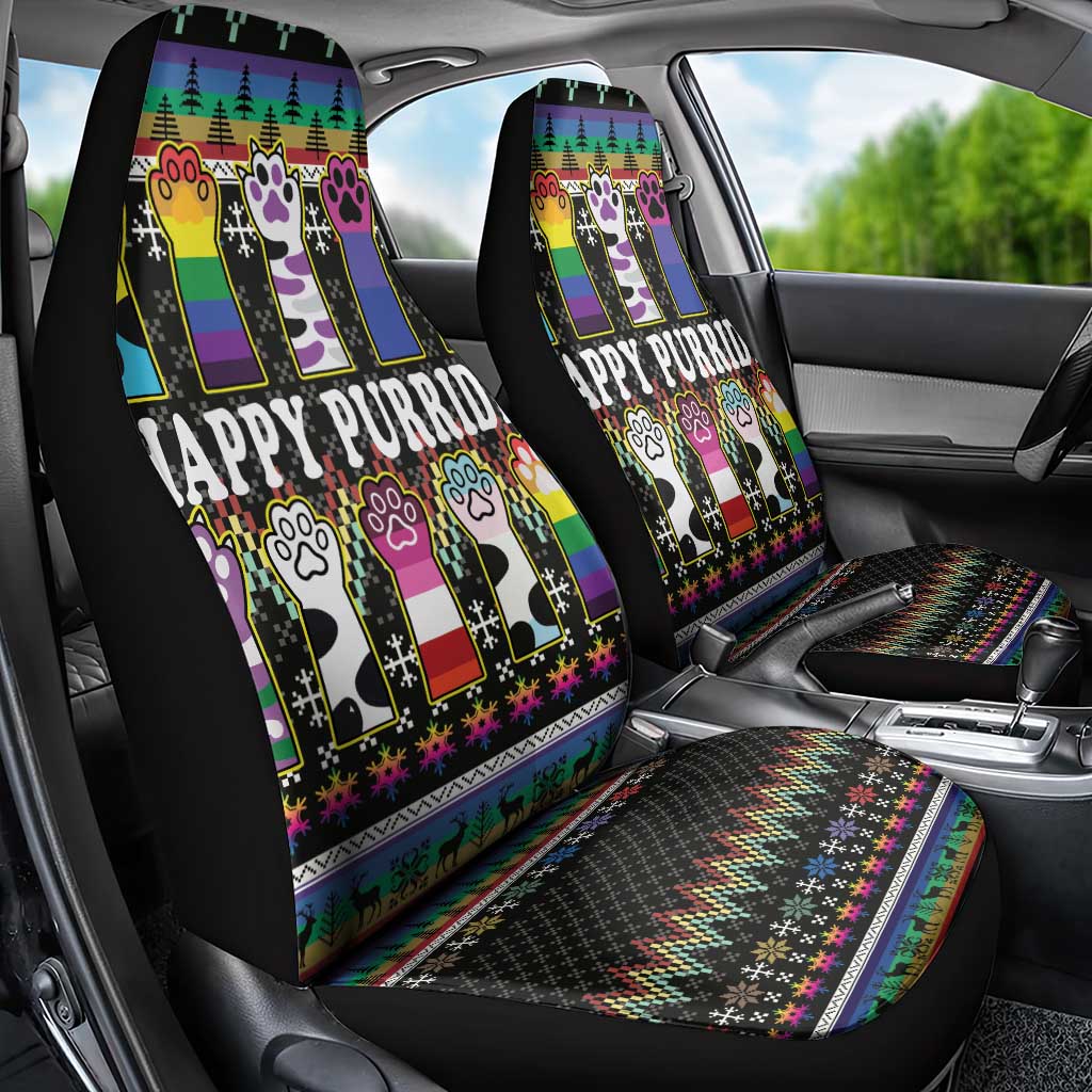 Pride Cat LGBT Car Seat Cover Happy Purride Christmas - Cute Pet Rainbow Flag - Wonder Print Shop