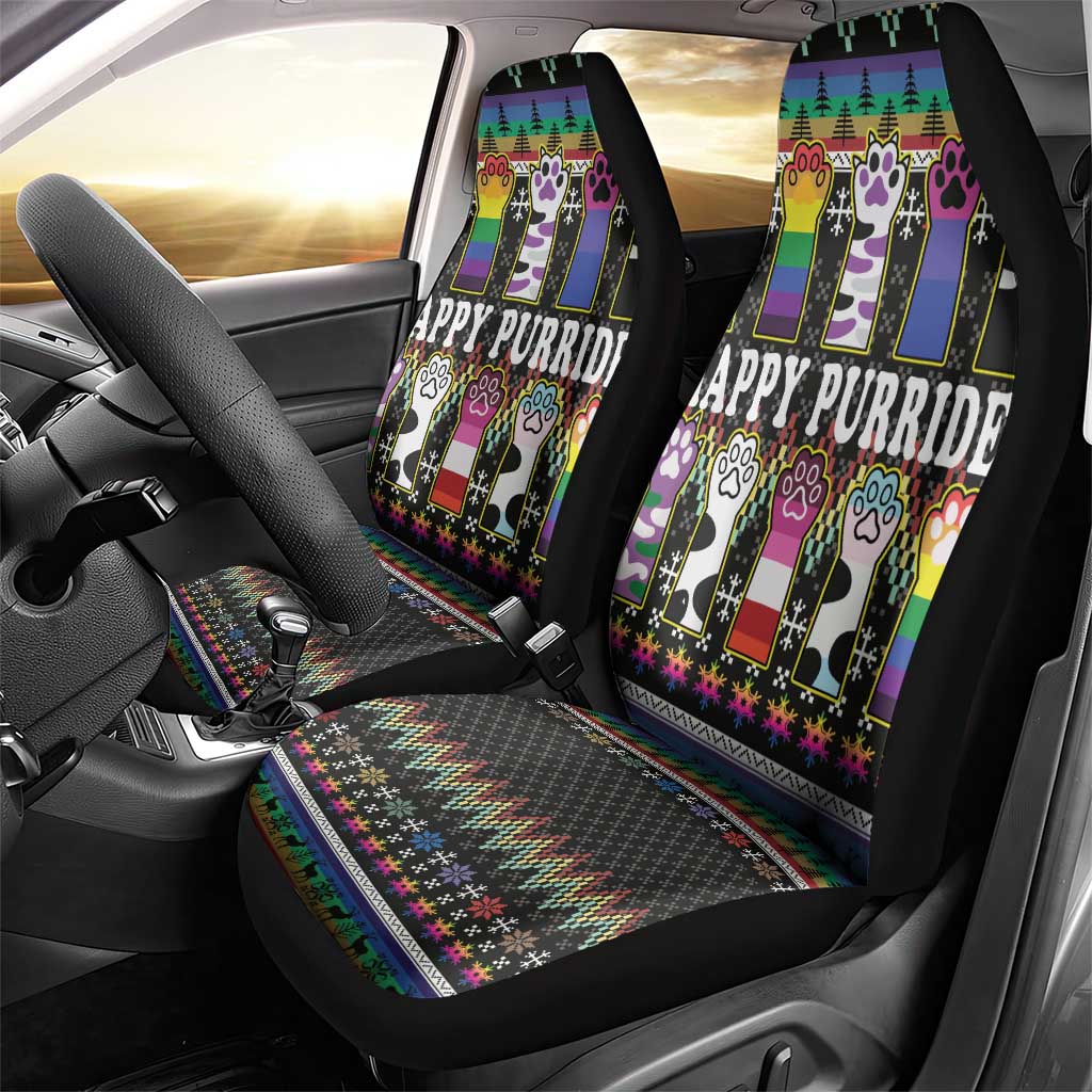 Pride Cat LGBT Car Seat Cover Happy Purride Christmas - Cute Pet Rainbow Flag - Wonder Print Shop