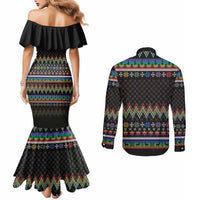 Pride Cat LGBT Couples Matching Mermaid Dress and Long Sleeve Button Shirt Happy Purride Christmas - Cute Pet Rainbow Flag