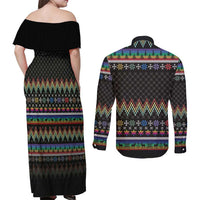 Pride Cat LGBT Couples Matching Off Shoulder Maxi Dress and Long Sleeve Button Shirt Happy Purride Christmas - Cute Pet Rainbow Flag - Wonder Print Shop