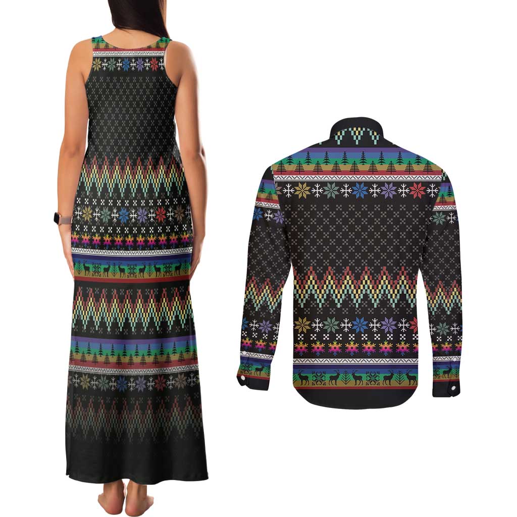 Pride Cat LGBT Couples Matching Tank Maxi Dress and Long Sleeve Button Shirt Happy Purride Christmas - Cute Pet Rainbow Flag - Wonder Print Shop