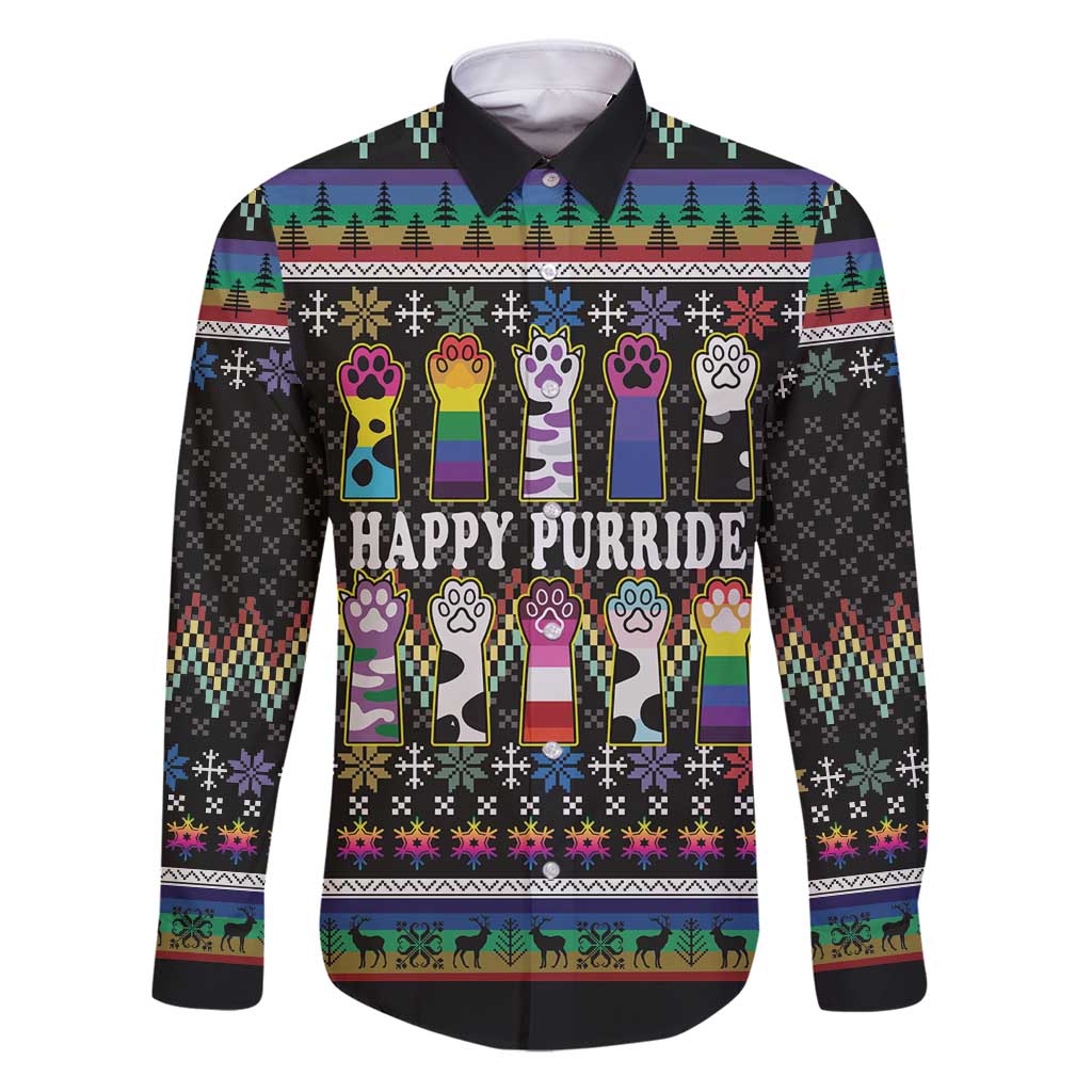 Pride Cat LGBT Family Matching Puletasi and Hawaiian Shirt Happy Purride Christmas - Cute Pet Rainbow Flag - Wonder Print Shop