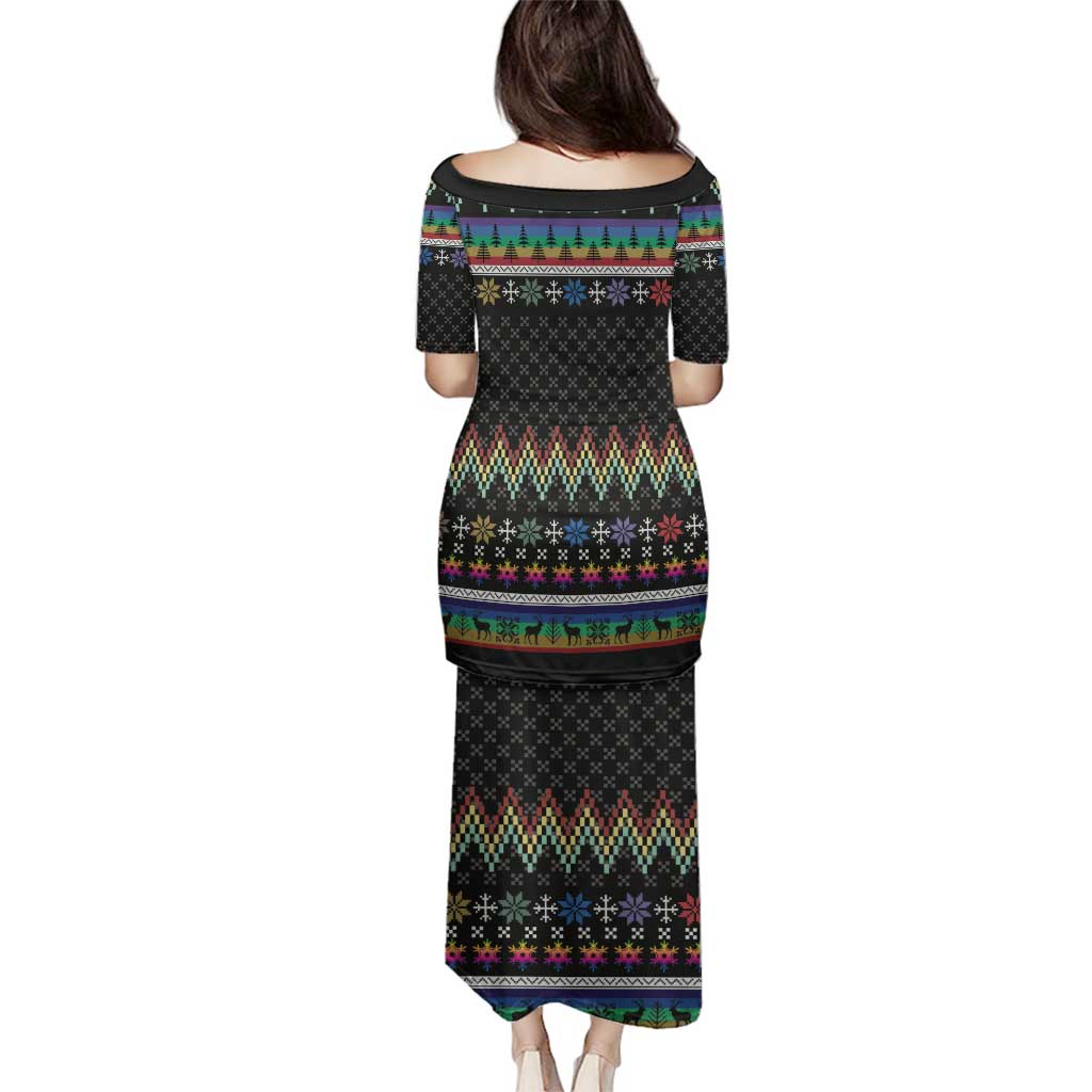 Pride Cat LGBT Family Matching Puletasi and Hawaiian Shirt Happy Purride Christmas - Cute Pet Rainbow Flag - Wonder Print Shop