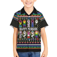 Pride Cat LGBT Family Matching Puletasi and Hawaiian Shirt Happy Purride Christmas - Cute Pet Rainbow Flag - Wonder Print Shop