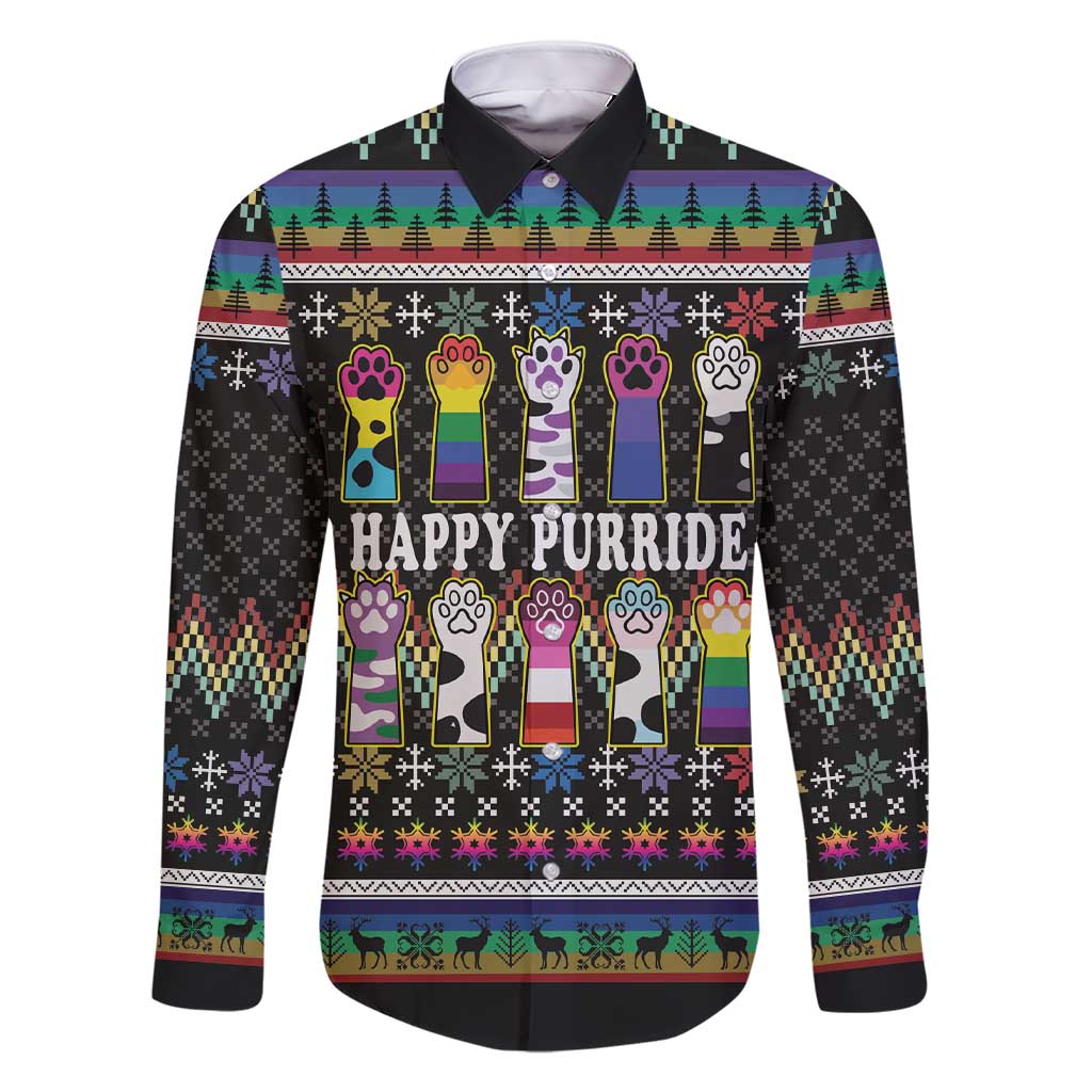 Pride Cat LGBT Family Matching Short Sleeve Bodycon Dress and Hawaiian Shirt Happy Purride Christmas - Cute Pet Rainbow Flag - Wonder Print Shop