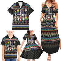 Pride Cat LGBT Family Matching Summer Maxi Dress and Hawaiian Shirt Happy Purride Christmas - Cute Pet Rainbow Flag - Wonder Print Shop