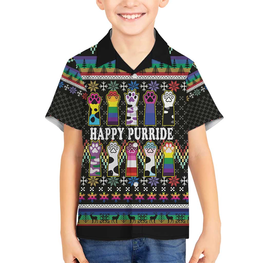 Pride Cat LGBT Family Matching Tank Maxi Dress and Hawaiian Shirt Happy Purride Christmas - Cute Pet Rainbow Flag - Wonder Print Shop