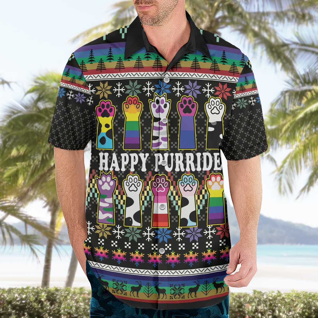 Pride Cat LGBT Hawaiian Shirt Happy Purride Christmas - Cute Pet Rainbow Flag - Wonder Print Shop