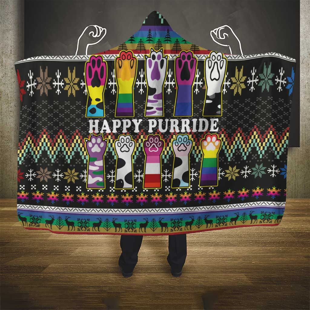Pride Cat LGBT Hooded Blanket Happy Purride Christmas - Cute Pet Rainbow Flag