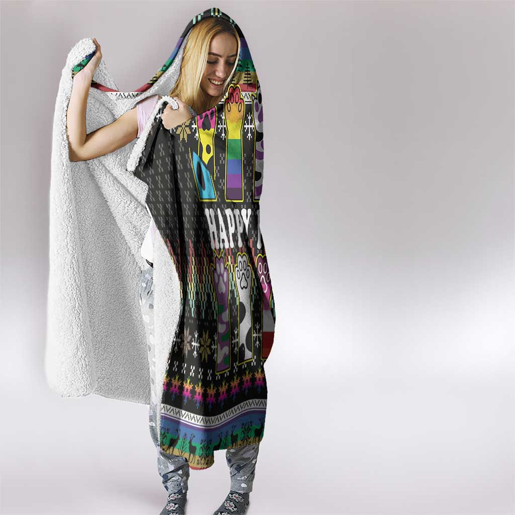 Pride Cat LGBT Hooded Blanket Happy Purride Christmas - Cute Pet Rainbow Flag
