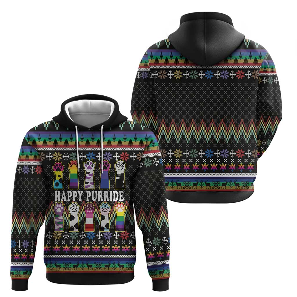 Pride Cat LGBT Hoodie Happy Purride Christmas - Cute Pet Rainbow Flag - Wonder Print Shop
