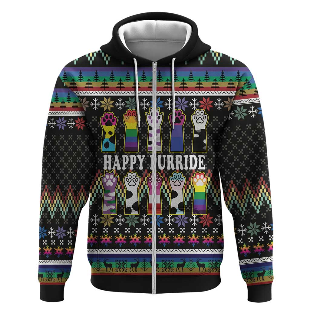 Pride Cat LGBT Hoodie Happy Purride Christmas - Cute Pet Rainbow Flag - Wonder Print Shop
