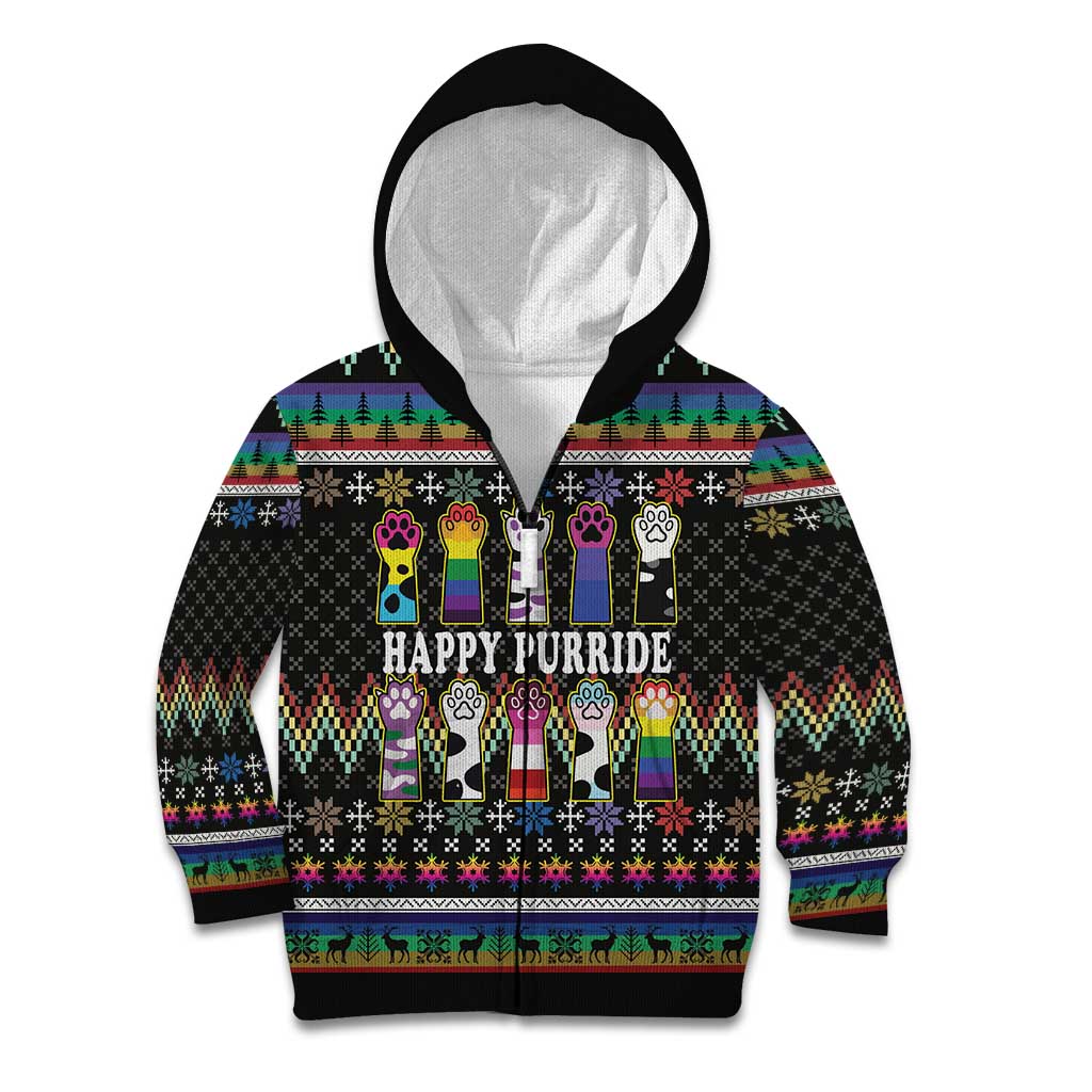 Pride Cat LGBT Kid Hoodie Happy Purride Christmas - Cute Pet Rainbow Flag - Wonder Print Shop
