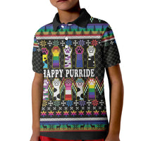 Pride Cat LGBT Kid Polo Shirt Happy Purride Christmas - Cute Pet Rainbow Flag - Wonder Print Shop