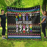 Pride Cat LGBT Quilt Happy Purride Christmas - Cute Pet Rainbow Flag - Wonder Print Shop