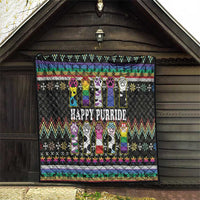 Pride Cat LGBT Quilt Happy Purride Christmas - Cute Pet Rainbow Flag - Wonder Print Shop