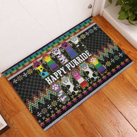 Pride Cat LGBT Rubber Doormat Happy Purride Christmas - Cute Pet Rainbow Flag - Wonder Print Shop