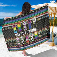 Pride Cat LGBT Sarong Happy Purride Christmas - Cute Pet Rainbow Flag - Wonder Print Shop