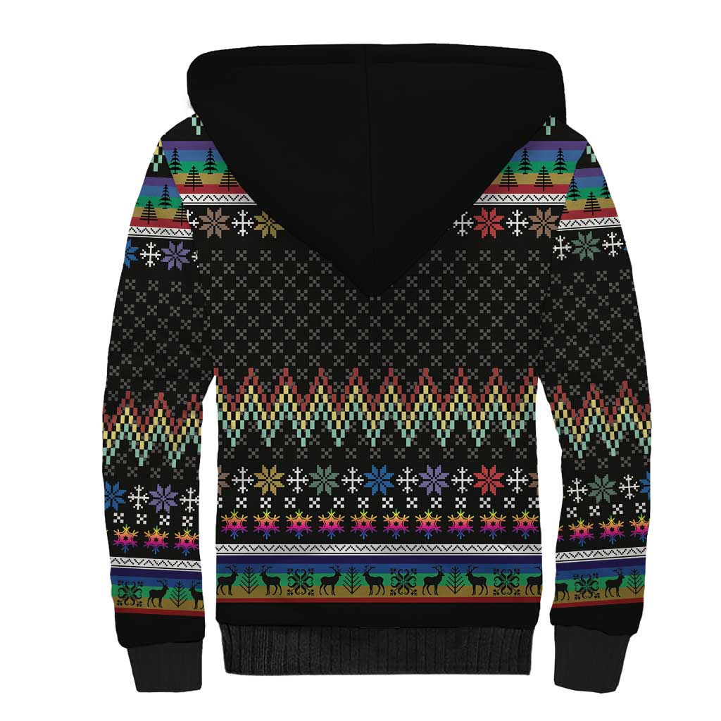 Pride Cat LGBT Sherpa Hoodie Happy Purride Christmas - Cute Pet Rainbow Flag - Wonder Print Shop