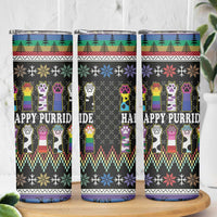 Pride Cat LGBT Skinny Tumbler Happy Purride Christmas - Cute Pet Rainbow Flag - Wonder Print Shop