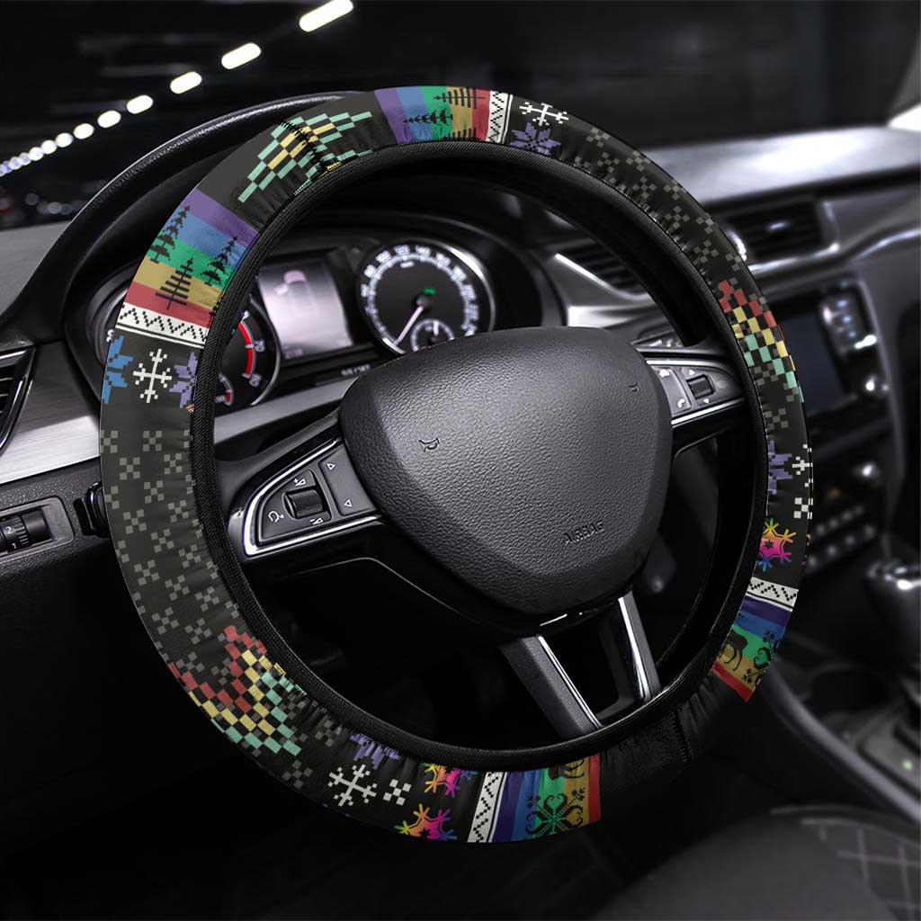 Pride Cat LGBT Steering Wheel Cover Happy Purride Christmas - Cute Pet Rainbow Flag - Wonder Print Shop