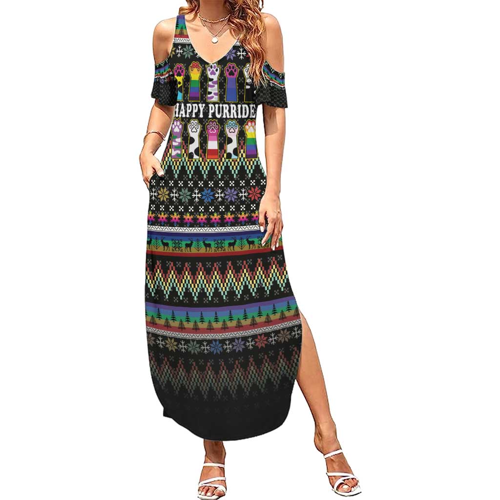 Pride Cat LGBT Summer Maxi Dress Happy Purride Christmas - Cute Pet Rainbow Flag - Wonder Print Shop
