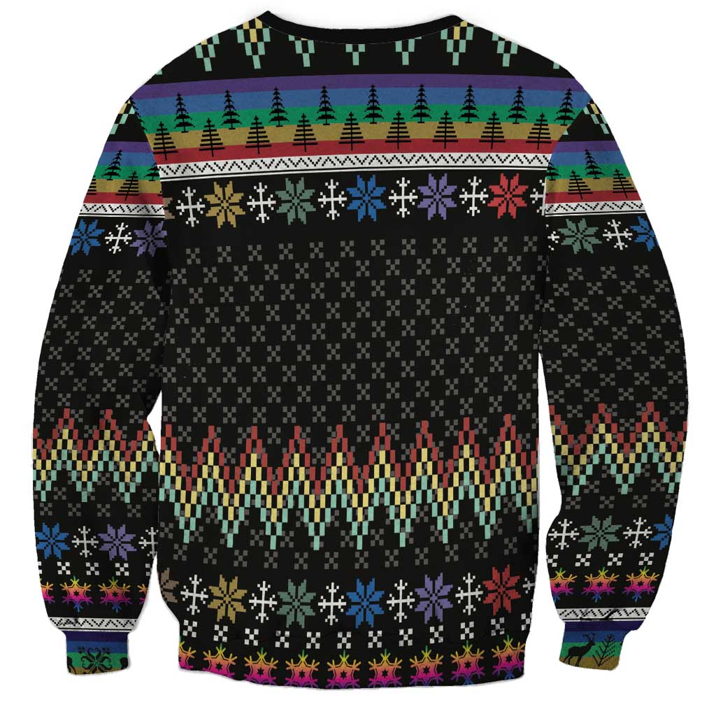 Pride Cat LGBT Sweatshirt Happy Purride Christmas - Cute Pet Rainbow Flag - Wonder Print Shop