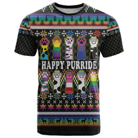Pride Cat LGBT T Shirt Happy Purride Christmas - Cute Pet Rainbow Flag - Wonder Print Shop
