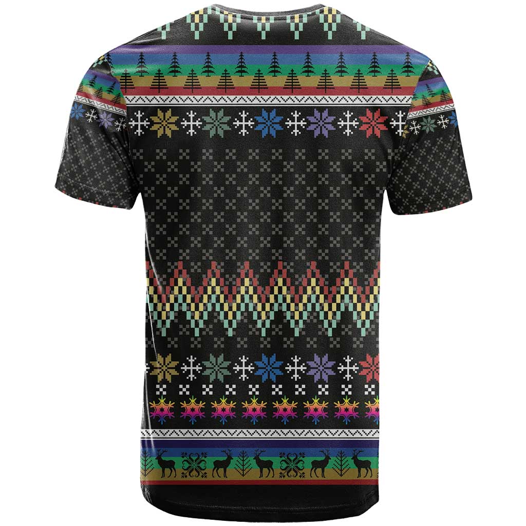 Pride Cat LGBT T Shirt Happy Purride Christmas - Cute Pet Rainbow Flag - Wonder Print Shop