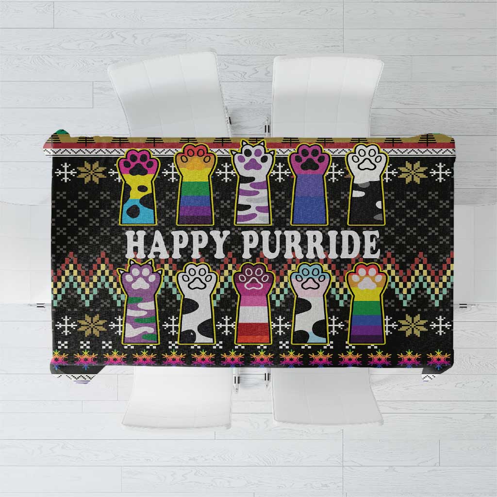 Pride Cat LGBT Tablecloth Happy Purride Christmas - Cute Pet Rainbow Flag - Wonder Print Shop