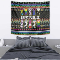 Pride Cat LGBT Tapestry Happy Purride Christmas - Cute Pet Rainbow Flag - Wonder Print Shop