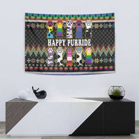 Pride Cat LGBT Tapestry Happy Purride Christmas - Cute Pet Rainbow Flag - Wonder Print Shop