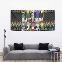 Pride Cat LGBT Tapestry Happy Purride Christmas - Cute Pet Rainbow Flag - Wonder Print Shop