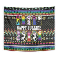 Pride Cat LGBT Tapestry Happy Purride Christmas - Cute Pet Rainbow Flag - Wonder Print Shop