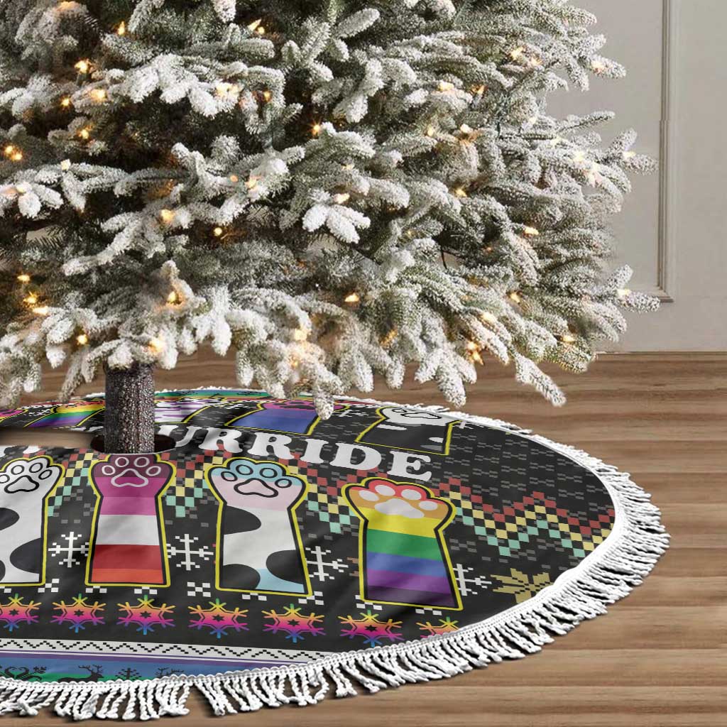 Pride Cat LGBT Tree Skirt Happy Purride Christmas - Cute Pet Rainbow Flag - Wonder Print Shop